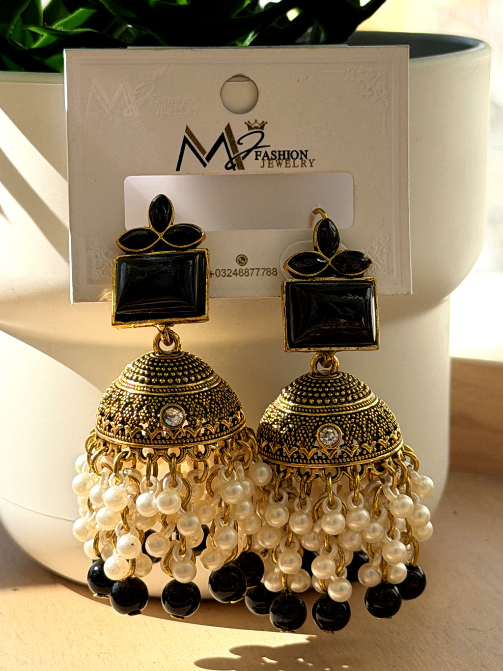 Black Jhumka Earrings