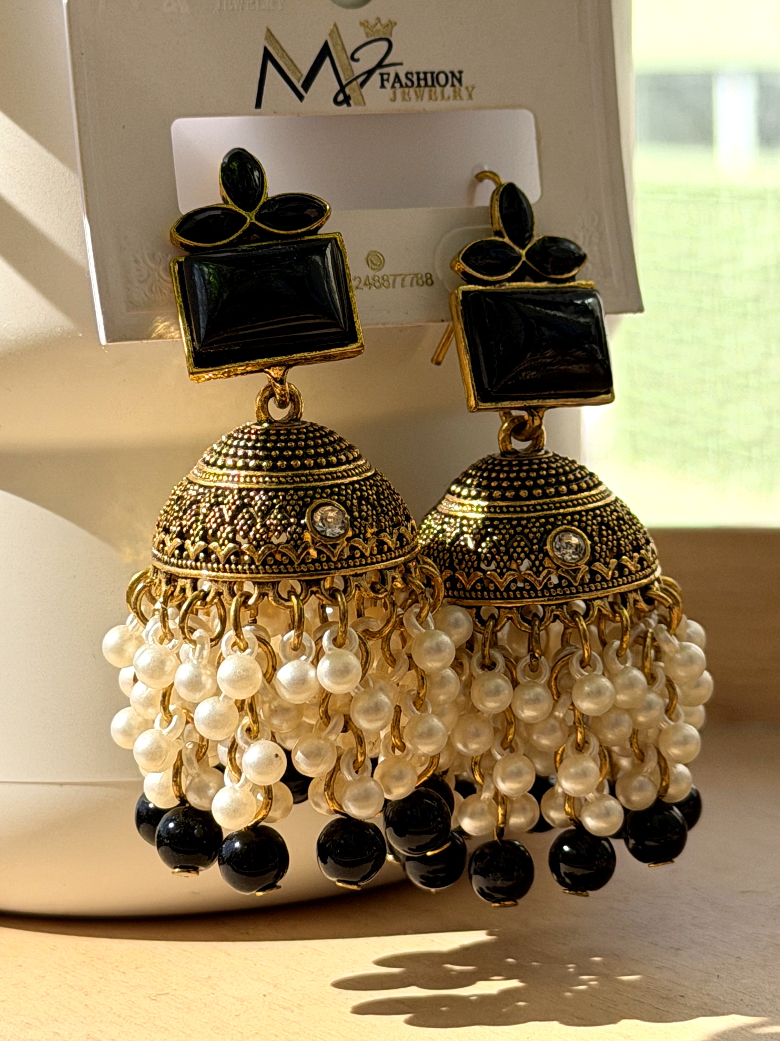 Black Jhumka Earrings