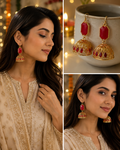 Ruby Red Gold Jhumka Earrings